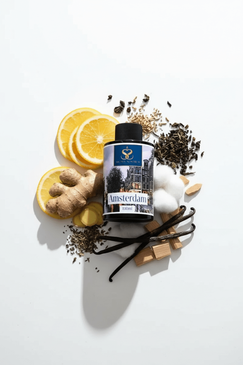 Amsterdam Diffuser Oil – Bergamot & Vanilla Luxury Home Fragrance (Soft Powdery Clean Scent) - Aroma Nostrum